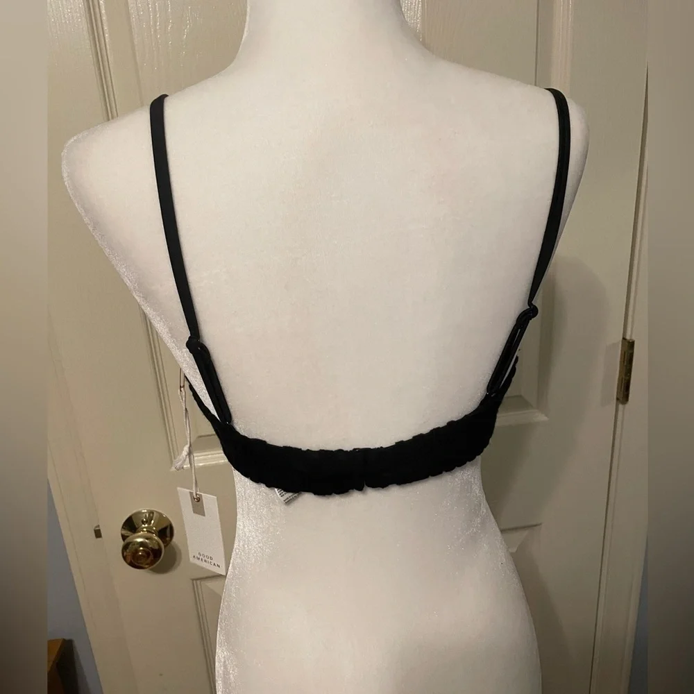 New with tags Good American Black Jacquard Terry Bikini Top